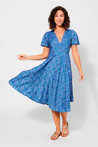 Vestido largo - Blanco y azul