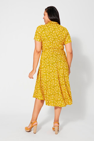Vestido midi de flores - Blanco, verde y amarillo
