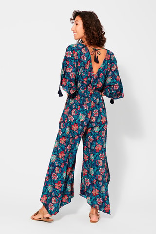 Tuta a fiori - Beige, rosso e blu