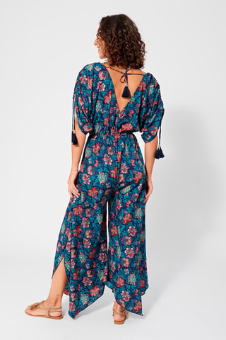 Tuta a fiori - Beige, rosso e blu