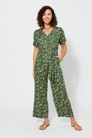 Tuta a fiori - Bianco, beige e verde