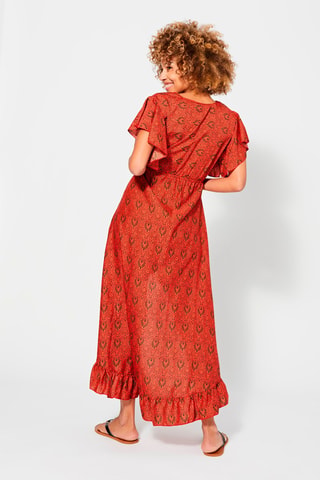 Vestido asimétrico - Negro, beige y naranja