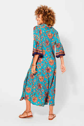 Vestido midi - Azul, marrón y rosa