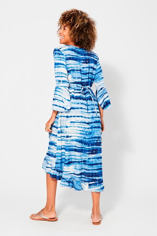 Vestido cruzado - Blanco y azul
