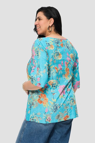 Blusa - Azul, verde y naranja