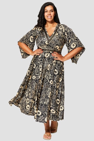 Vestido - Beige, dorado y negro
