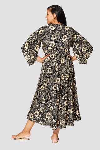 Vestido - Beige, dorado y negro