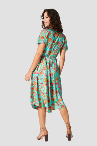 Vestido - Turquesa, rosa y naranja