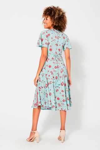 Vestido cruzado - Rojo y azul