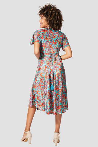 Vestido cruzado - Rojo y azul