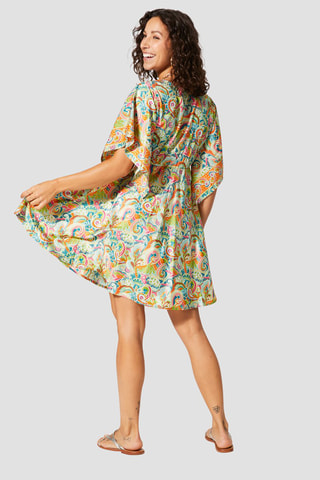 Vestido recto - Azul, verde y naranja