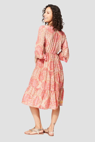 Vestido largo - Amarillo y rosa