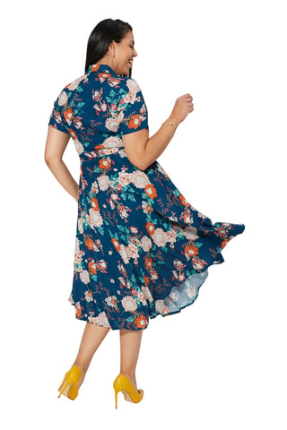 Vestido cruzado - Azul, verde y naranja