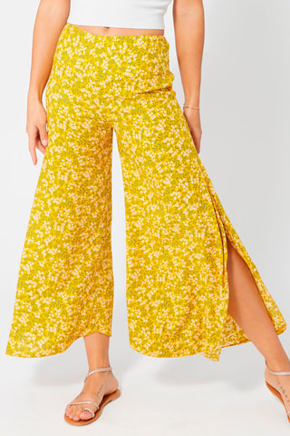 Pantaloni culotte a fiori - Bianco, verde e giallo