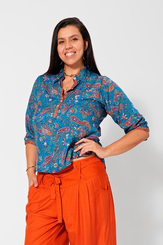 Blusa - Azul, amarillo y naranja