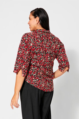 Blusa de flores - Negro, beige y rojo