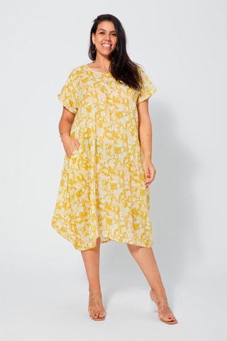 Abito a trapezio - Bianco e giallo