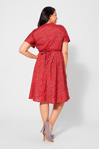 Vestido cruzado - Rojo y gris