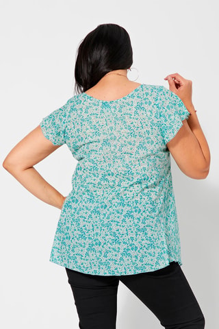 Blusa de flores - Blanco, negro y azul