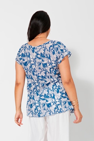 Blusa de flores - Blanco y azul
