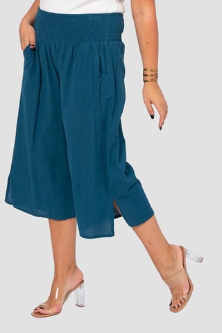 Pantaloni capri in lino - Blu