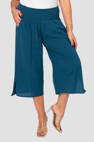 Pantaloni capri in lino - Blu