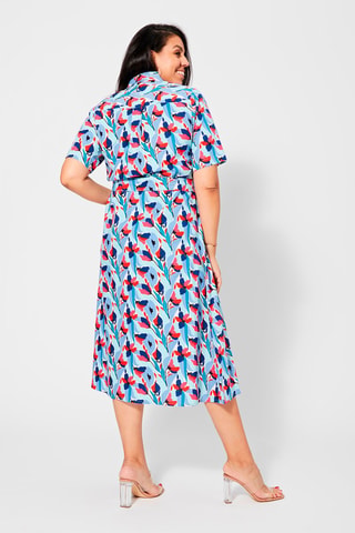Vestido camisero - Negro, rojo y azul