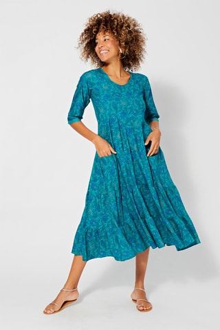 Vestido midi - Azul, verde y rosa