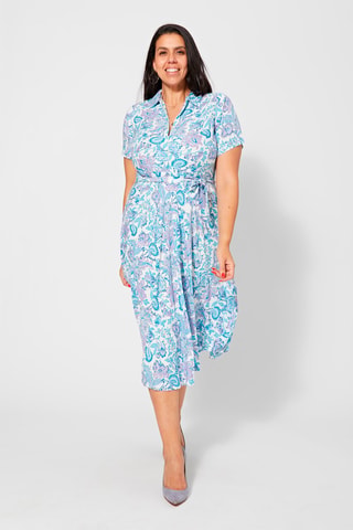 Vestido midi - Blanco, azul y violeta