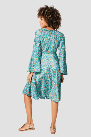 Vestido midi - Turquesa, amarillo y azul