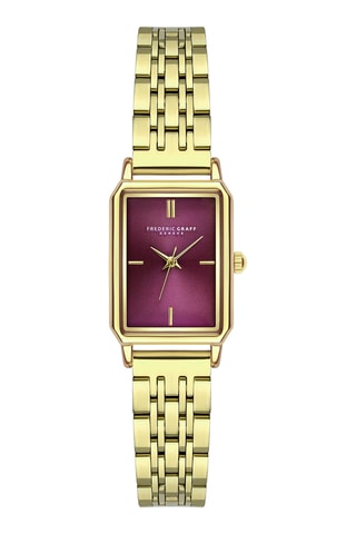 Reloj de cuarzo de acero - Dorado y burdeos - Frederic Graff