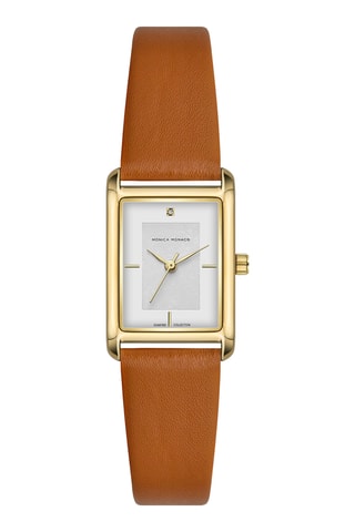 Reloj de cuarzo de piel y diamante