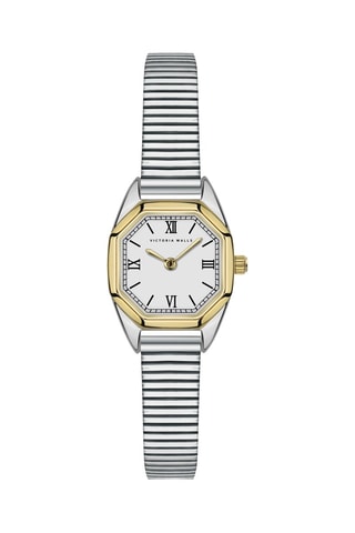 Reloj de cuarzo de acero y chapado en ion de oro amarillo