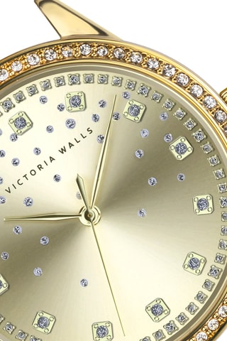 Reloj de cuarzo de acero chapado en ion de oro amarillo