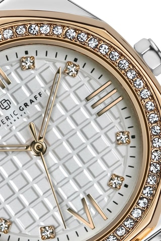 Reloj de cuarzo Ronda de acero - Plateado y rosa dorado - Frederic Graff