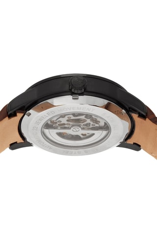 Montre automatique en cuir Davies - Marron et noir