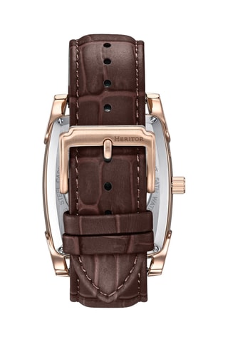 Montre tourbillon automatique en cuir Valentin - Marron et doré