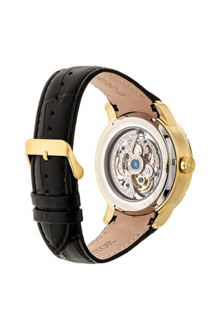 Montre automatique en cuir Ryder - Noir et doré