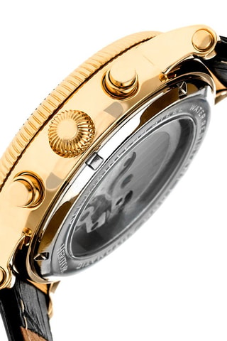 Montre automatique en cuir Winston - Noir et doré
