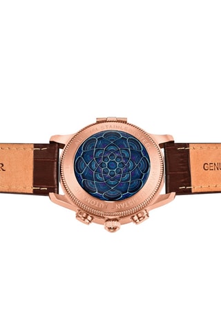 Montre automatique en cuir Apostle - Marron et doré rose