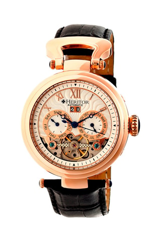 Montre automatique en cuir Ganzi - Noir et doré rose