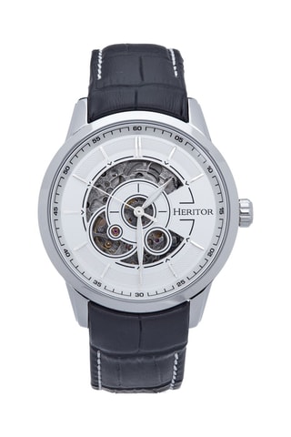 Montre automatique en cuir Davies - Noir et blanc