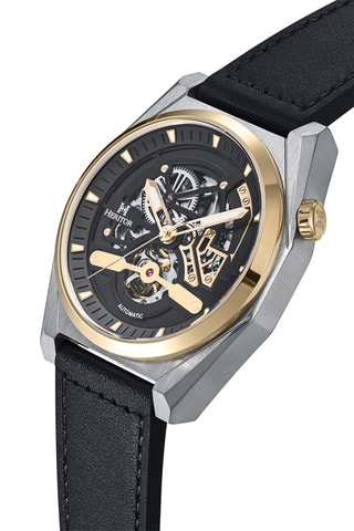 Montre automatique en cuir Amadeus - Heritor Automatic - Noir - Silver/Gold