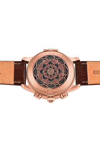 Montre automatique en cuir Apostle - Marron et doré rose