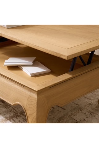 Mesa de centro elevável em madeira de Sungkai - 120,5 x 81 x 43 cm