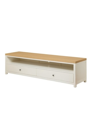 Móvel de TV de 2 gavetas em madeira de sungkai - 180 x 47,5 x 44 cm