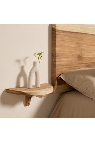 Mesa de cabeceira de parede em madeira de trembesi - 43 x 18,5 x 25 cm