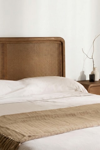 Cabeceira de cama em madeira de sungkai e rotim - 160 x 4,5 x 116 cm