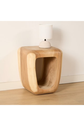 Mesa de cabeceira em madeira de trembesi maciço - 40 x 47 x 35 cm