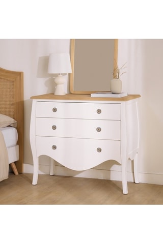 Cómoda de 3 gavetas em madeira de sungkai - 97,5 x 87,5 x 44 cm